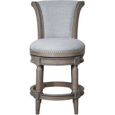 Chapman 26 Inch Wood Counter-Height Swivel Barstool with High-Back In Weathered Gray