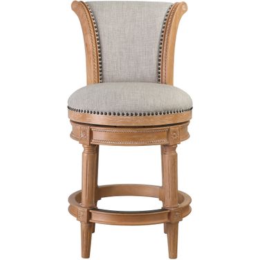 Chapman 26 Inch Wood Counter-Height Swivel Barstool with High-Back In Weathered Natural and Gray