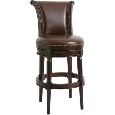 Chapman 31 Inch Wood Bar-Height Swivel Barstool with High-Back In Espresso and Dark Brown