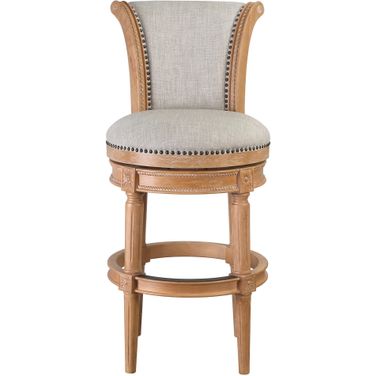 Chapman 31 Inch Wood Bar-Height Swivel Barstool with High-Back In Weathered Natural and Gray