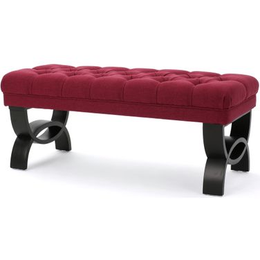 Charisma Upholstered Ottoman with Half-Circle Legs and Button Tufting In Red