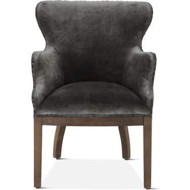 Charles Armchair In Dark Gray Velvet with Exposed Frame