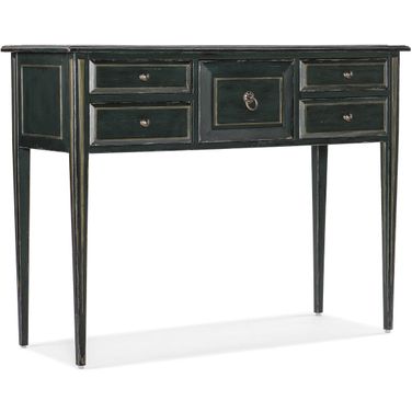 Charleston Five Drawer Console Table In Dark Green