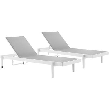 Charleston Outdoor Patio Aluminum Chaise Lounge Chair Set of 2