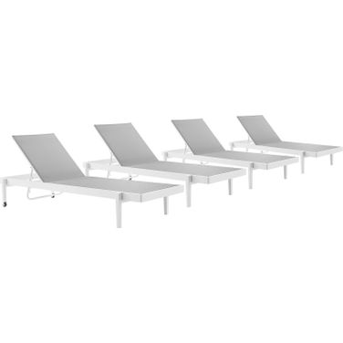 Charleston Outdoor Patio Aluminum Chaise Lounge Chair Set of 4