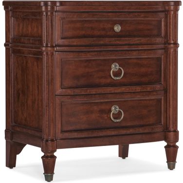 Charleston 30 Inch Three Drawer Nightstand In Dark Wood
