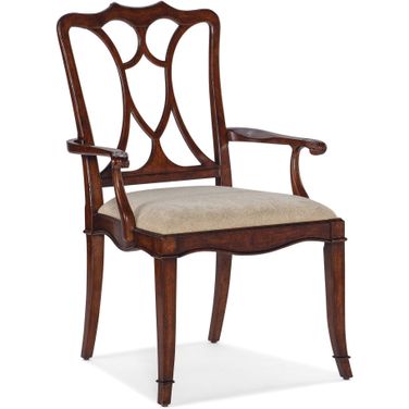 Charleston Upholstered Seat Arm Chair Set of 2 In Dark Brown