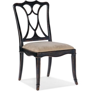 Charleston Upholstered Seat Side Chair with Spaltback Set of 2 In Black