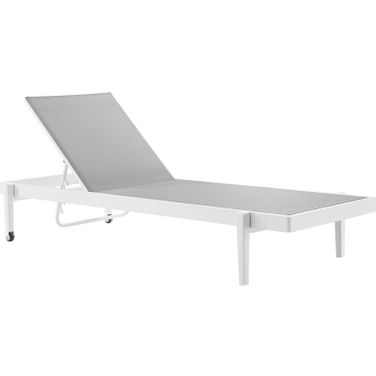 Charleston White and Gray Outdoor Patio Chaise Lounge Chair