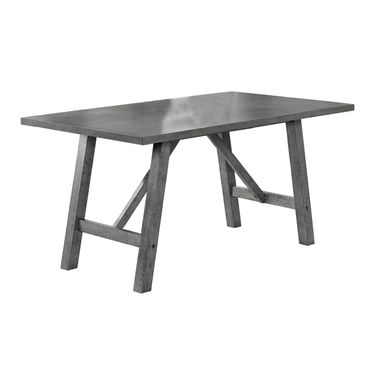 Charlie Fixed 36 x 60 Inch Standard Height Dining Table In Rustic Gray Wood