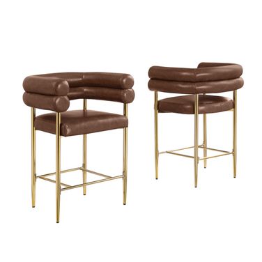 Charlie Leather Aire Counter Height Chair Set of 2 in Mocha