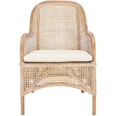 Charlie Rattan Accent Chair with Cushion in Grey