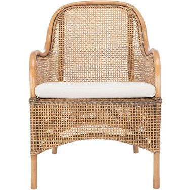 Charlie Rattan Accent Chair with Cushion in Natural