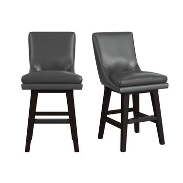 Charlie Swivel Counter Stool Set of 2 In Pewter and Espresso