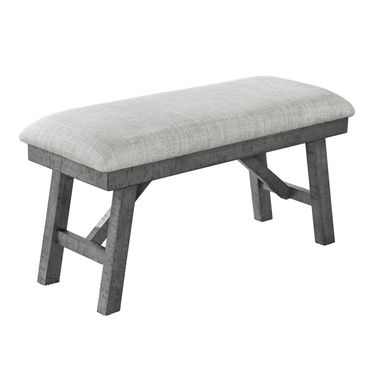 Charlie Upholstered Dining Bench Seats Up To 2 In Rustic Gray Wood Linen