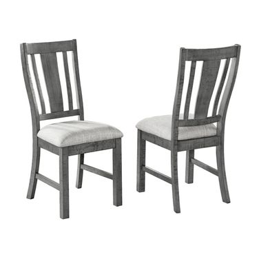 Charlie Upholstered Dining Side Chairs Set of 2 In Rustic Gray Wood Linen