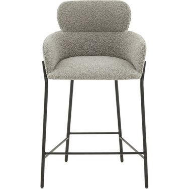 Charlize Velvet Counter Stool In Light Grey And Black