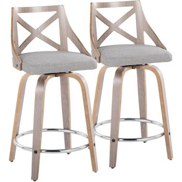 Charlotte 24 Inch Fixed Height Counter Stool Set of 2 In Gray