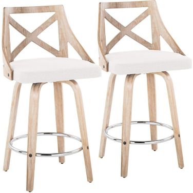 Charlotte 26 Inch Fixed Height Counter Stool Set of 2 In Washed White