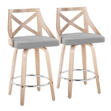 Charlotte 26 Inch Fixed Height Counter Stool Set of 2 In Washed White/Chrome