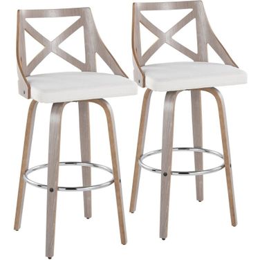 Charlotte 30 Inch Fixed Height Barstool Set of 2 In White