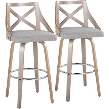Charlotte 30 Inch Fixed Height Barstool Set of 2 In Light Gray/Chrome