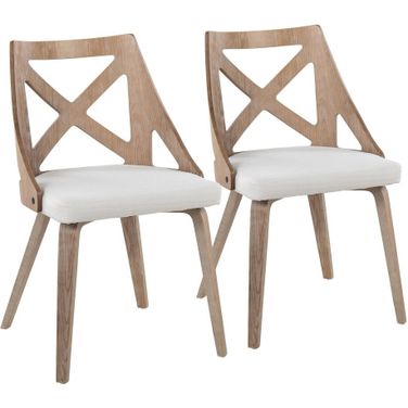 Charlotte Chair Set of 2 In Washed White/Brown