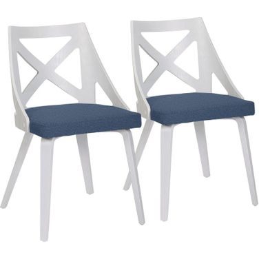 Charlotte Chair Set of 2 In White and Blue