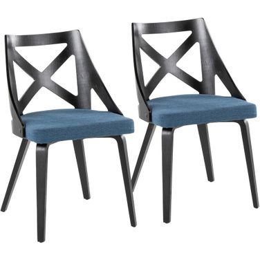 Charlotte Fabric Chair Set of 2 In Black and Blue