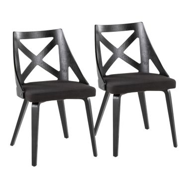 Charlotte Fabric Chair Set of 2 In Charcoal and Black