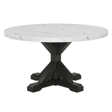 Charlotte Faux Marble Dining Table in Rustic Gray