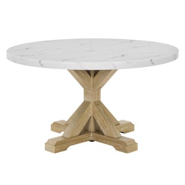 Charlotte Round Faux Marble Dining Table in Rustic Beige