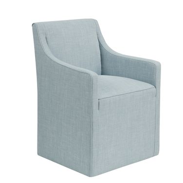 Charlotte Skirted Dining Arm Chair with Casters In Blue