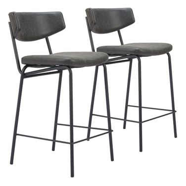Charon Counter Stool Set of 2 In Vintage Black