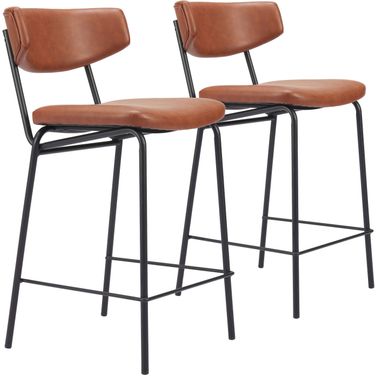 Charon Counter Stool Set of 2 In Vintage Brown