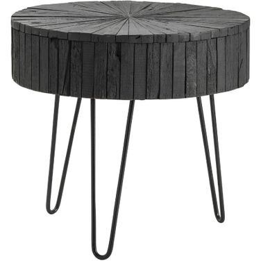 Charred Wood Hairpin Leg End Table In Black