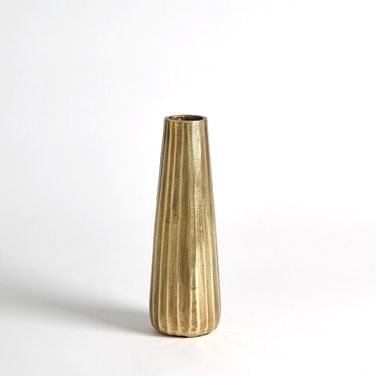Chased Small Round Vase In Antique Brass