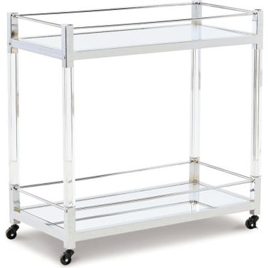 Chaseton Clear And Silver Bar Cart