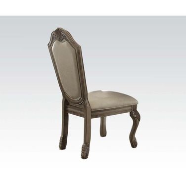 Chateau De Ville Side Chair Set of 2 In Synthetic Leather and Antique White