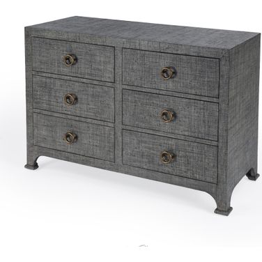 Chatham Raffia 6 Drawer Dresser In Charcoal