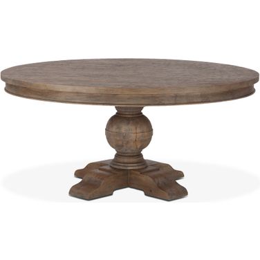 Chatham Downs 72 Inch Round Dining Table In Weathered Teak