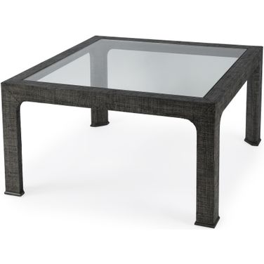 Chatham Glass and Raffia Square 36 Inch Coffee Table In Charcoal