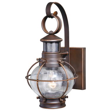 Chatham Motion Sensor Dusk to Dawn Outdoor 8 Inch Wall Light In Burnished Bronze