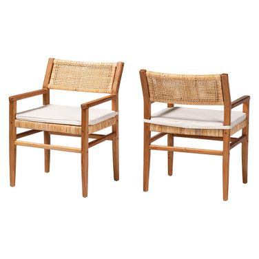 Chatura Handwoven Rattan Arm Chair Set of 2 In Light Honey and Honey