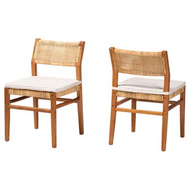 Chatura Handwoven Rattan Side Chair Set of 2 In Light Honey and Honey