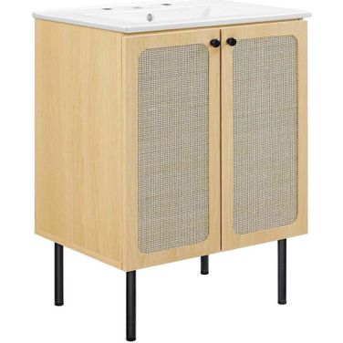 Chaucer 24 Inch Bathroom Vanity In Oak and White