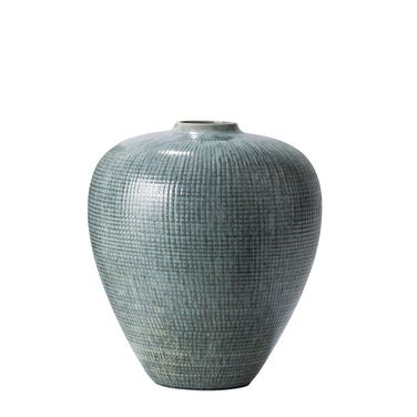 Check Small Bulbous Vase In Silver Blue