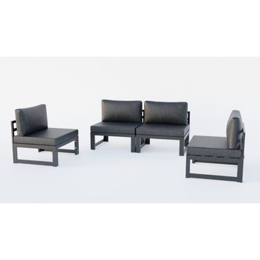 Chelsea 4 Piece Patio Chairs with Cushions In Black