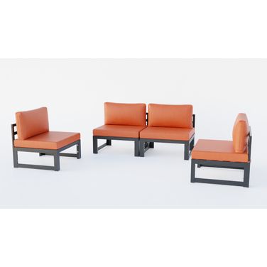 Chelsea 4 Piece Patio Chairs with Cushions In Orange