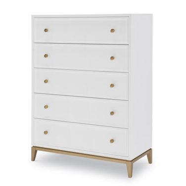 Chelsea 5 Drawer Chest In White and Gold